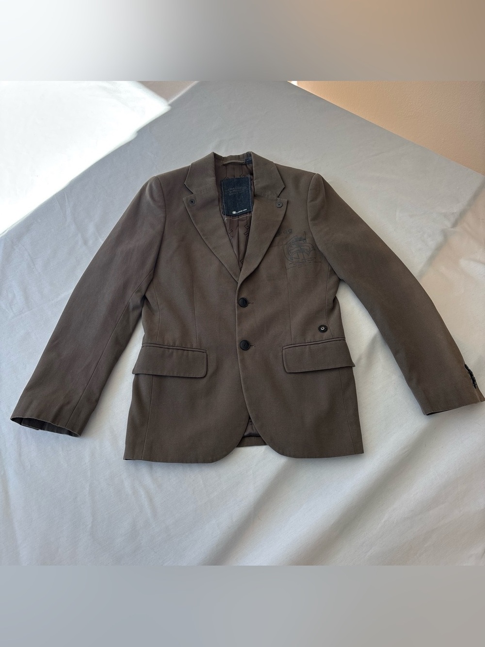 G-Star RAW Men's Brown Cotton Twill Suit Jacket 2-Button Notch Lapel S